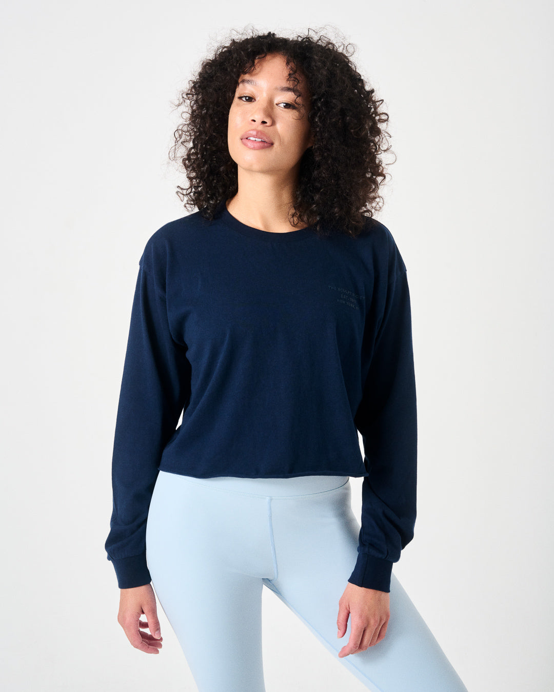 The Sculpt Society Everyday Long Sleeve Crop- Navy- Final Sale Xs