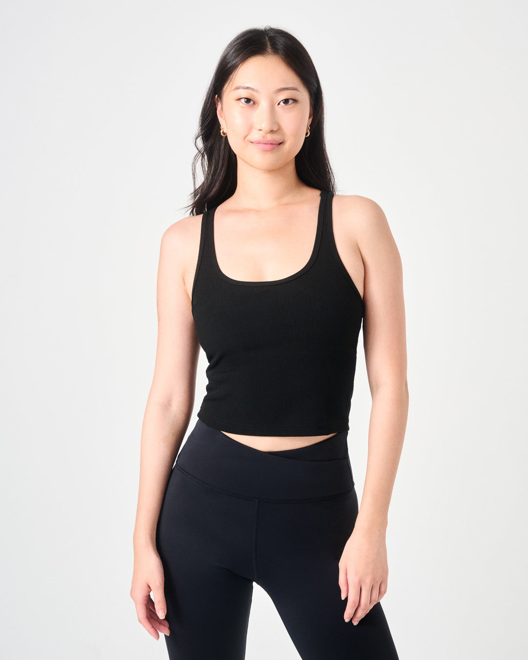 Ribbed Racer Back Cropped Tank Top