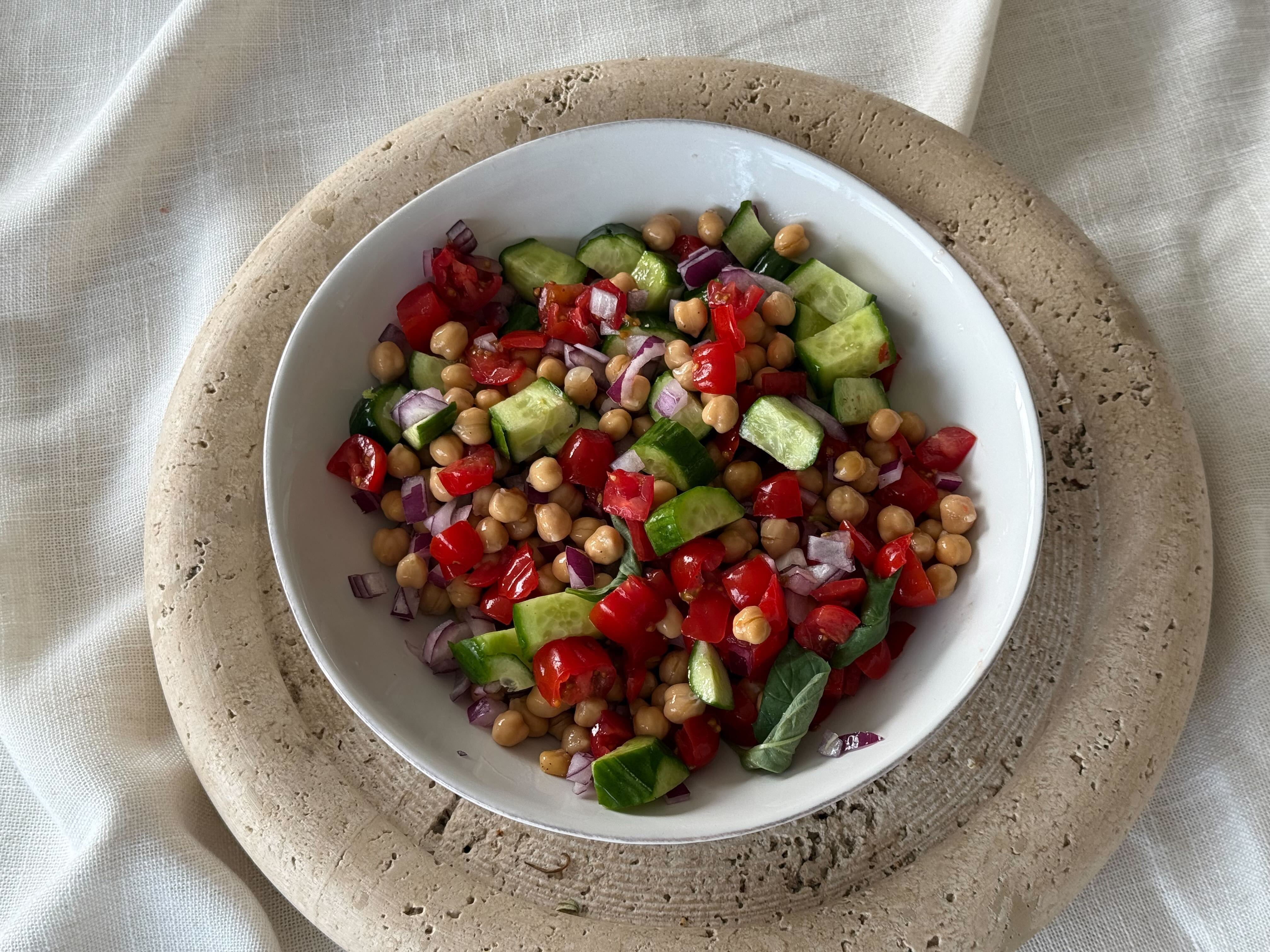 Easy Mediterranean Chickpea Salad with Lemon & Basil-The Sculpt Society