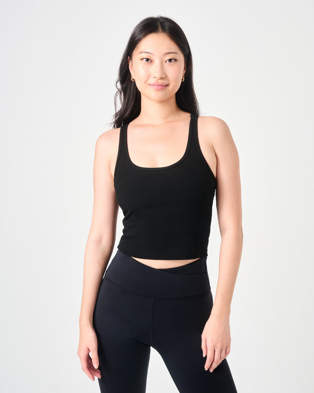 Rib Crop Tank- Black- FINAL SALE