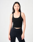 Rib Crop Tank- Black- FINAL SALE