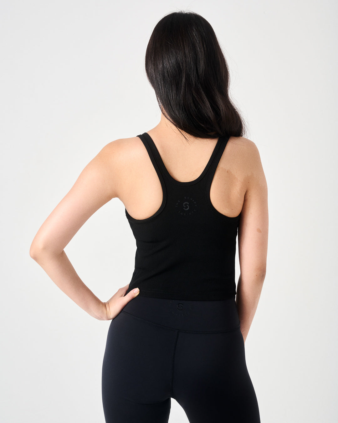 Rib Crop Tank- Black- FINAL SALE