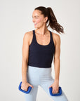 Rib Crop Tank- Navy- FINAL SALE